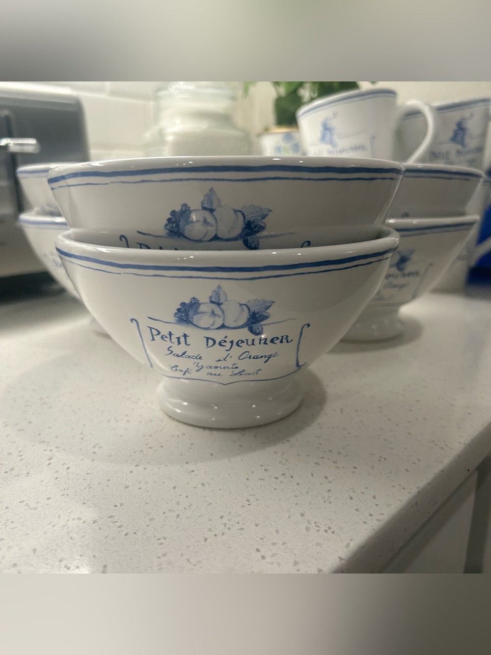 Williams Sonoma "A la Carte" French breakfast theme ceramic breakfast bowls